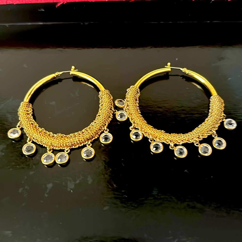 Neiman Marcus Gold and crystal earrings